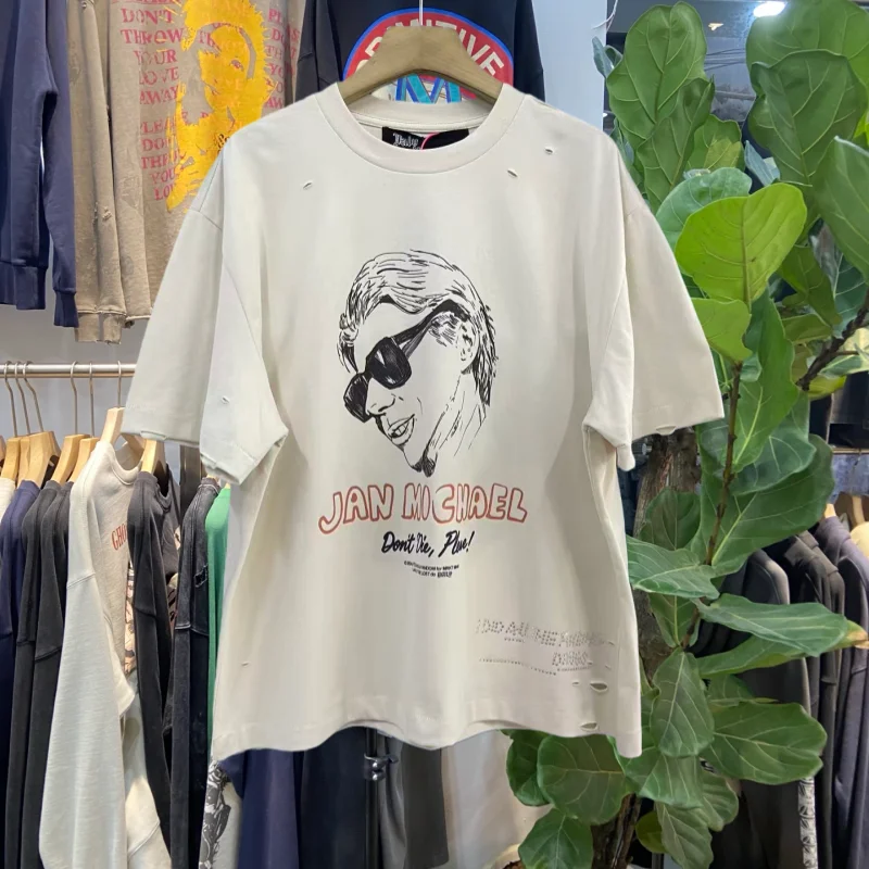 

Ретро-футболка в американском стиле с принтом, свободного кроя, с круглым вырезом, коротким рукавом, повседневный топ, с термотрансферным принтом в виде ромбов, из чистого хлопка.