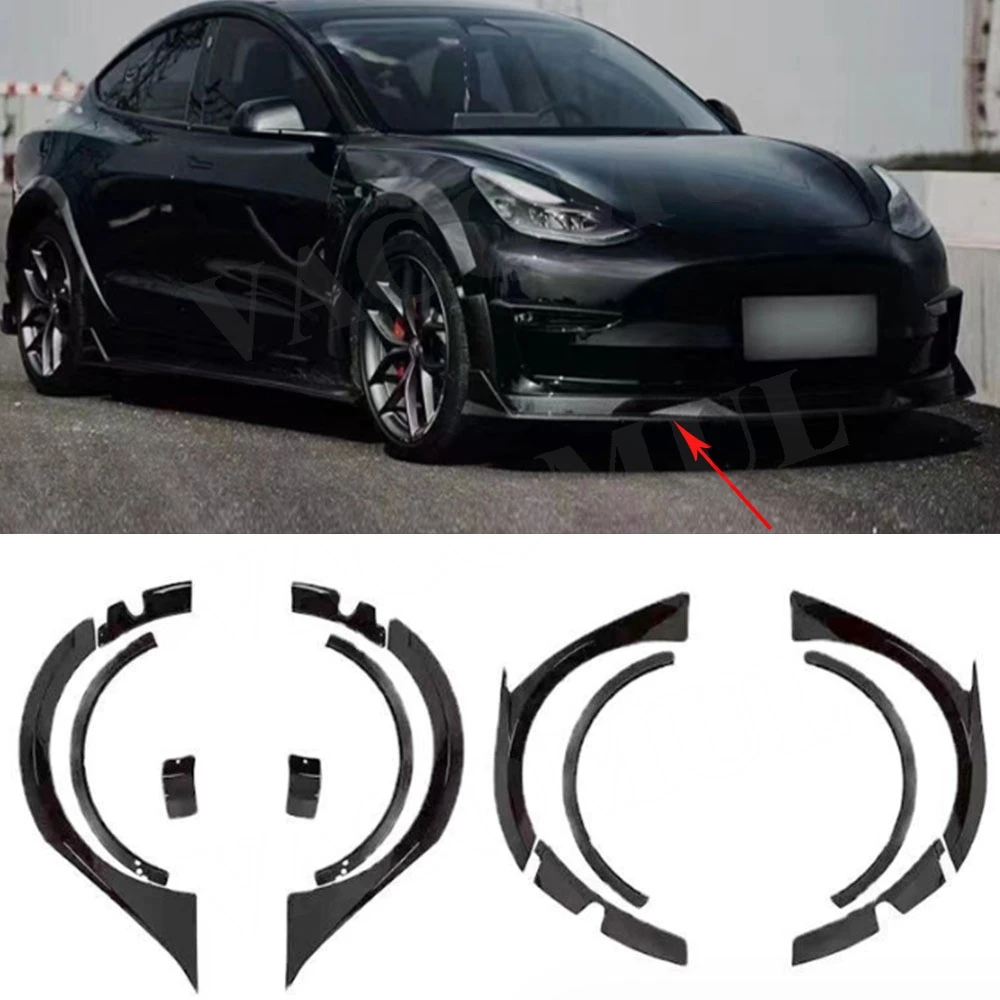 

ABS Gloss black Wheel Eyebrow Car Fender Flares Mudguard Lip Body Kit Protect Covers Tuning Accessories For Tesla Model 3 2019+