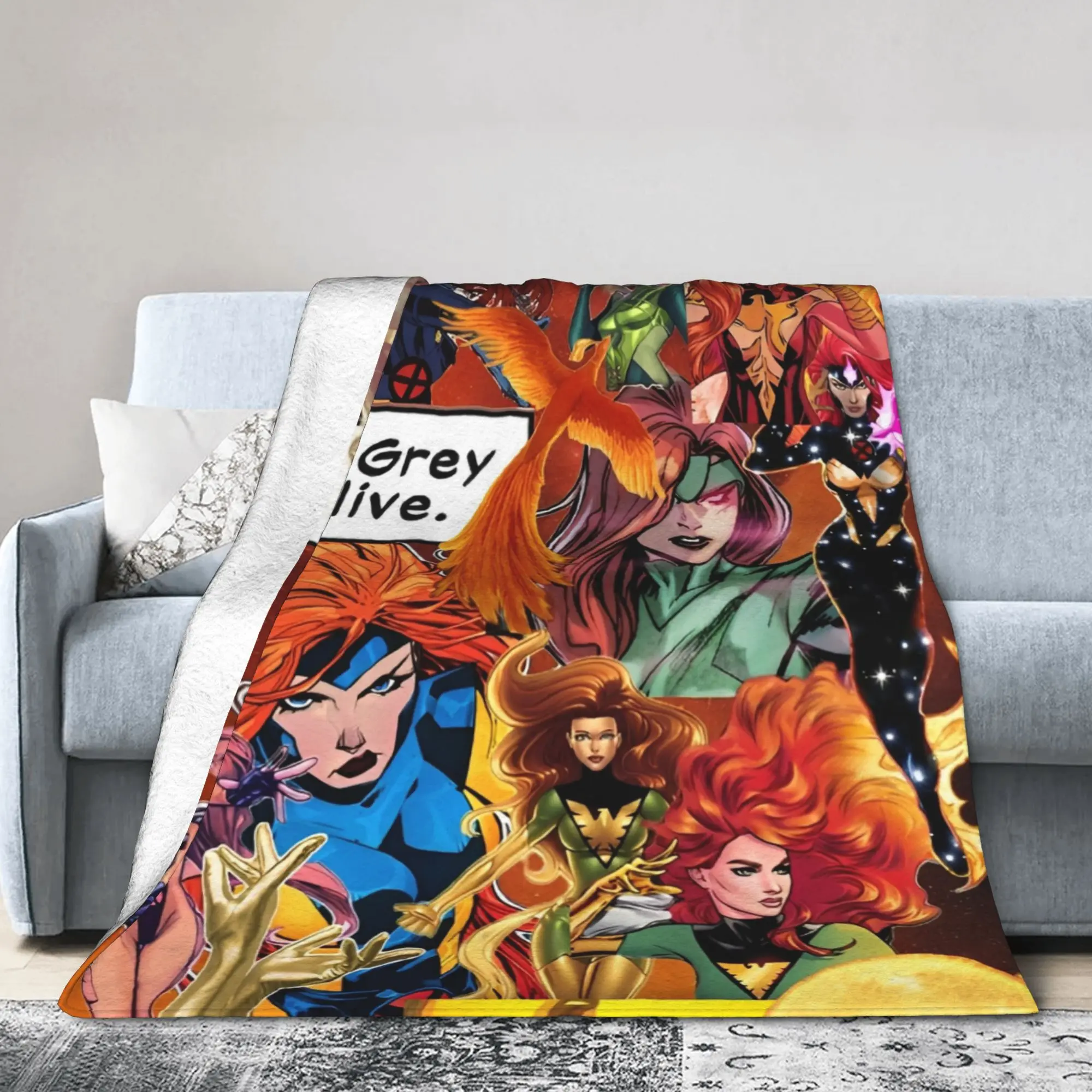 

Одеяла X-Men Jean Grey Phoenix Flames Force, шерстяное забавное теплое одеяло для дома, зимнего автомобиля