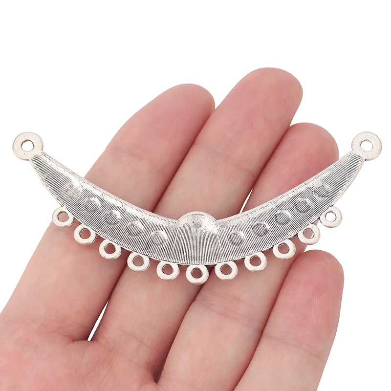 2 x Tibetan Silver Tribal Crescent Chandelier  Multi Strand Connectors With Enamel Beads Charms Pendants for Jewelry Making