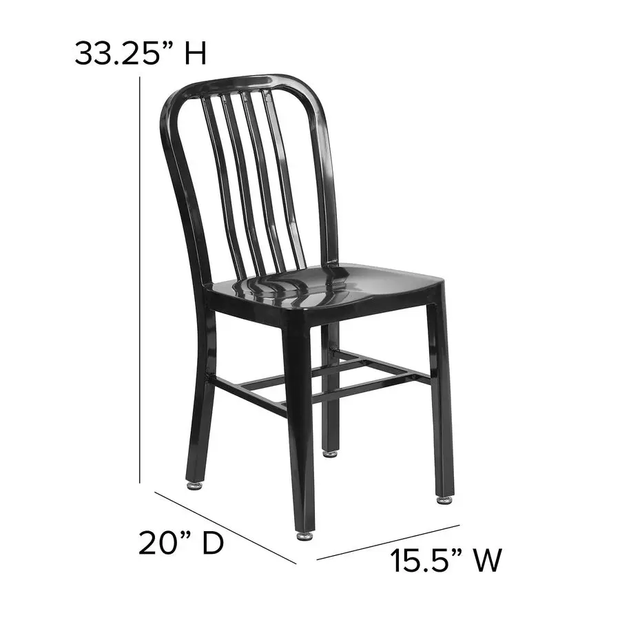 Commercial Grade Black Metal IndoorOutdoor Chair