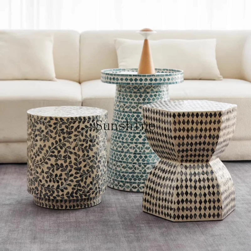 

Shell handmade collage side few living room model room bed and breakfast sofa side table