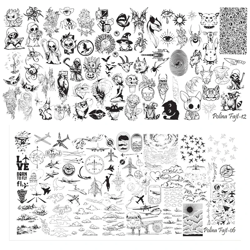 Piastre per timbratura per unghie dei cartoni animati di Halloween, fiori di teschio per aerei, stencil per stampa in acciaio inossidabile, piastra in acciaio per unghie riutilizzabile fai da te