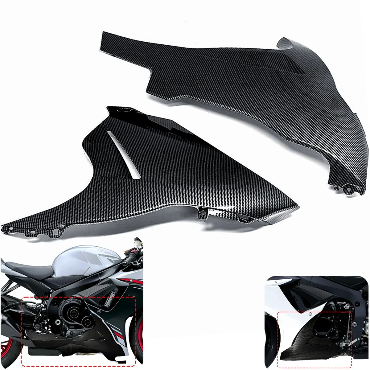 for suzuki gsx-r gsxr 600 750 11-19 k11 Carbon Fiber Pattern Side Belly Pan Fender Trim Cover Panel Fairing Cowl Replace Repair