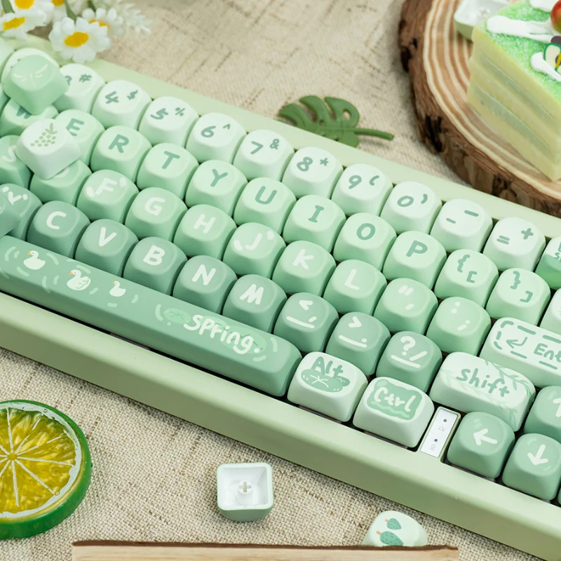 132 Keys Spring Outing MOA Profile PBT Material Five Sides Thermal Sublimation Small Complete Mechanical Keyboard