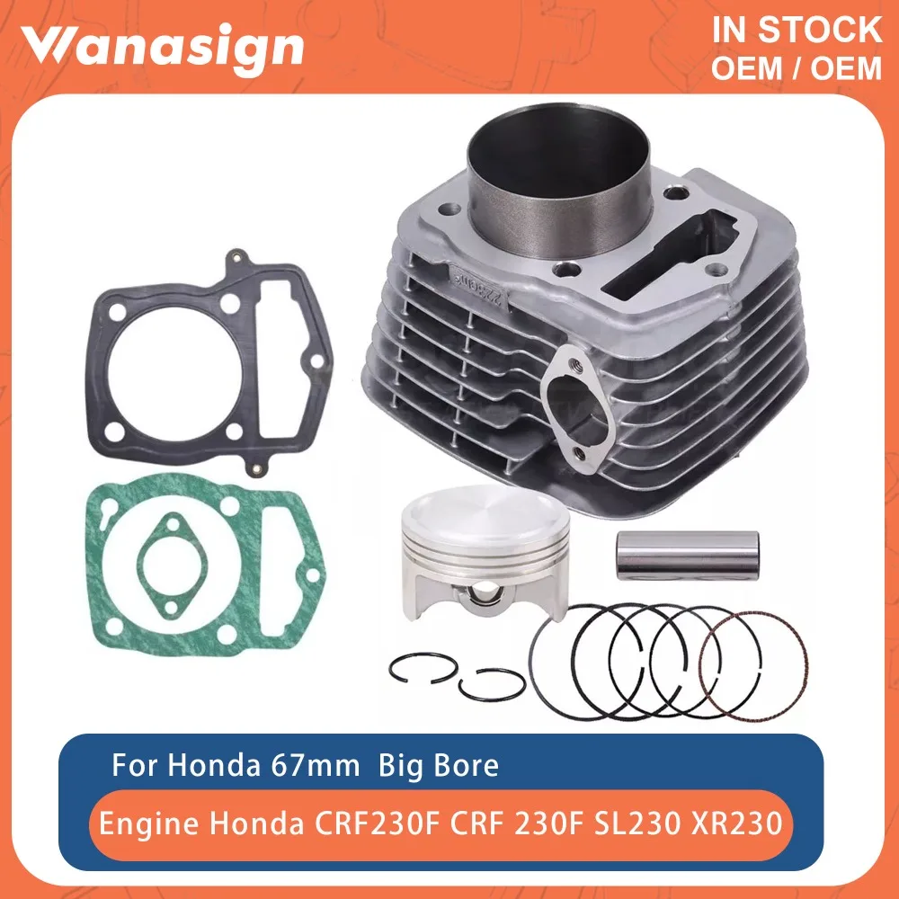 Cilindro de motor de motocicleta de gran cilindro de 67mm, juego de pistones de 235cc, piezas de ATV aptas para Honda CRF 230F SL XR 230 CRF230F SL230 XR230 07-15