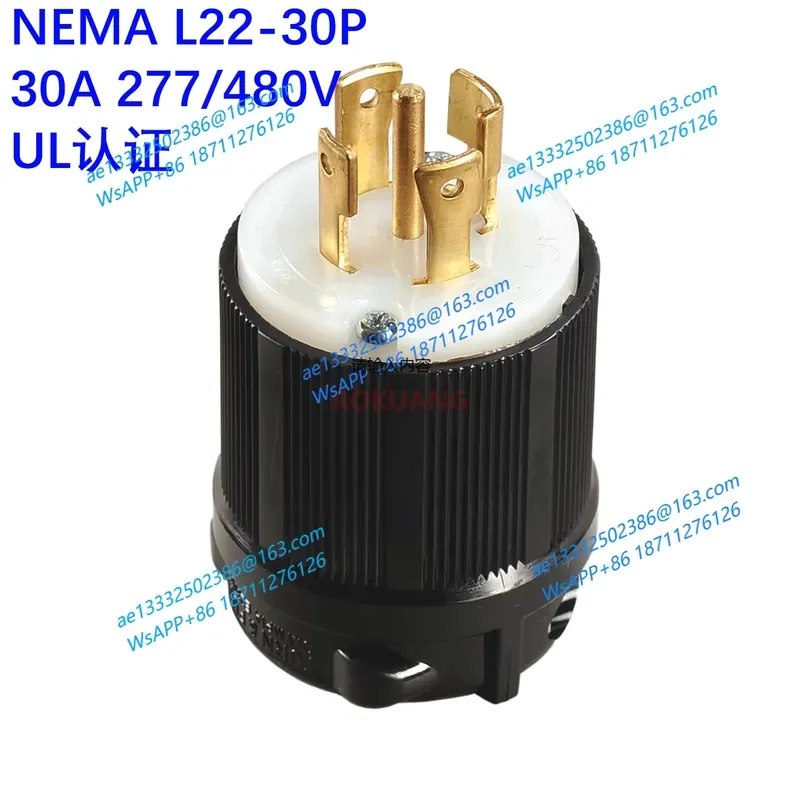 WJ-8532 L22-30P 30A 277/480V Plug for US UL Certified 4-Pole 5-Wire Anti-Loose Plug