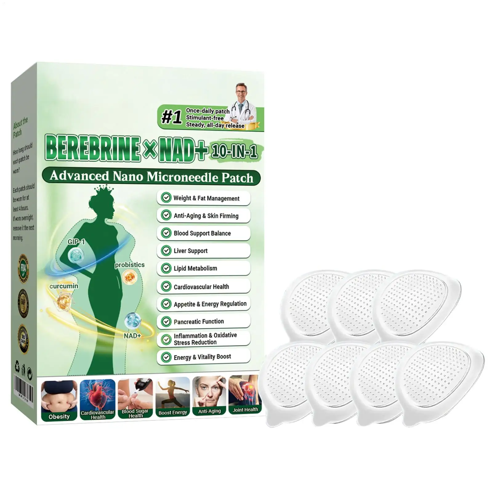 Long Lasting Body Microneedling Patches 7Pcs 10 in 1 Natural Solution Microneedle Patch For Body Beauty For Women Adults