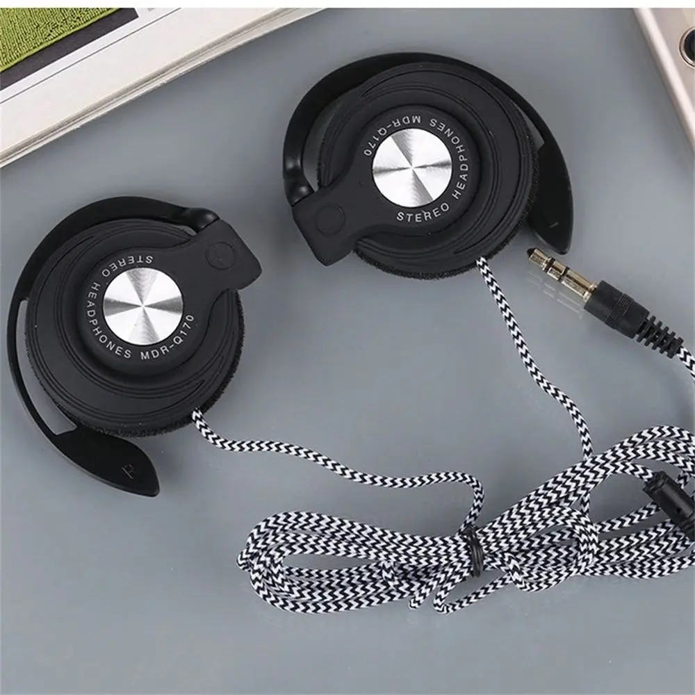 Auriculares deportivos portátiles para correr, FM y sobre la oreja, enchufe de 3,5mm para teléfonos/MP3/MP4, auriculares con cable, auriculares para colgar en la oreja