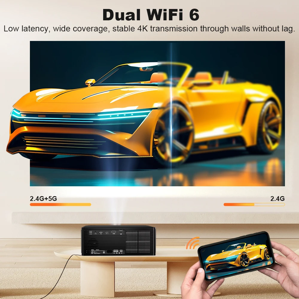DESS 1080P 4K-Projektor in nativer Bildqualität mit Autofokus, intelligenter Sprachsteuerung und Unterstützung für Heimkino-Projektoren und 3D – Detail 3
