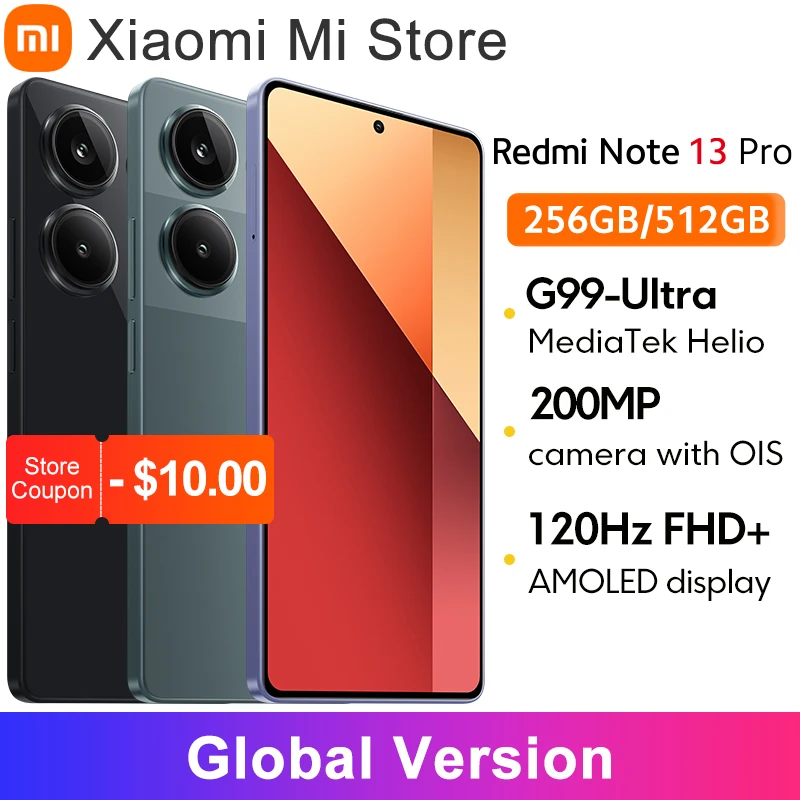 Global Version Xiaomi Redmi Note 13 Pro 4G MediaTek Helio G99-Ultra 200MP OIS Camera 67W Turbo Charging 6.67