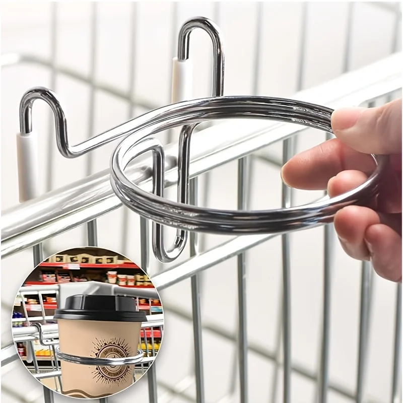 1pc Shopping Cart Cup Holder | Portable | Drink Holder for Hanging Coffee Cup, Cup Rack for Coffee, Milk Tea & Baby Bottles