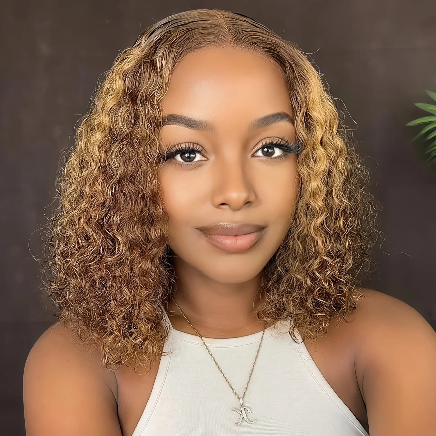 تسليط الضوء على أومبير موجة عميقة 4/27 لون باروكة من شعر طبيعي 13x4 الدانتيل أمامي موجة عميقة مجعد الدانتيل الباروكة قصيرة مجعد بوب شعر مستعار