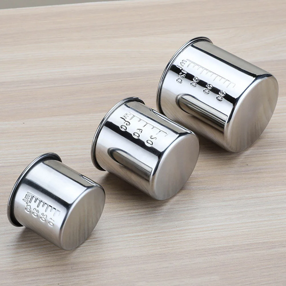 

10 Pcs 304 Stainless Steel Medicine Cup Scale Measuring with Laboratory Transparent Silver Metal Beaker