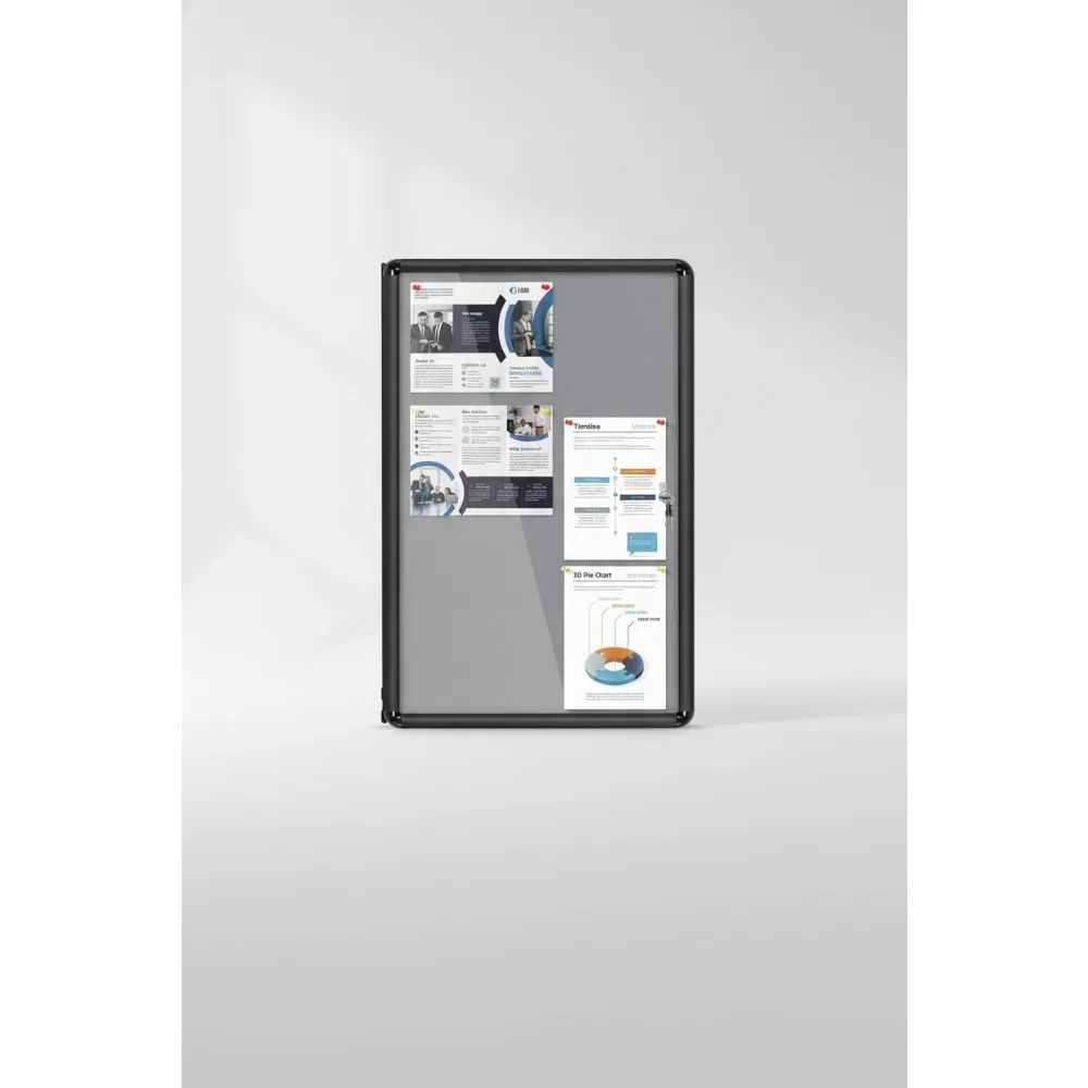 36x24 Lockable Bulletin Board, Shatterproof Felt Pin Board for Office School Home Business Security