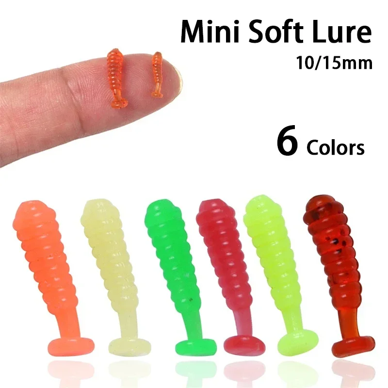 100 قطعة مايكرو سيليكون لينة إغراء 10 مللي متر 15 مللي متر الصيد اكسسوارات ل الكارب البلطي المياه العذبة الصيد الطعوم مايكرو T-الذيل لينة السحر #2