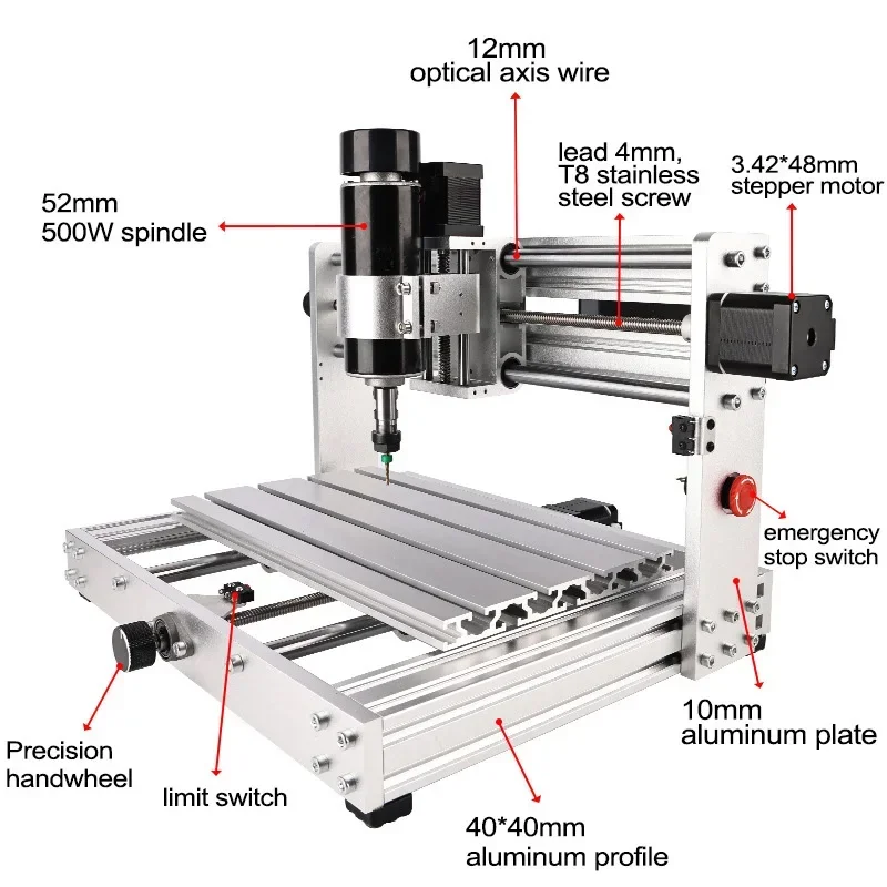 Máquina de grabado de Metal CNC 3018 Max, Control GRBL con Motor de husillo de 500w, grabador láser, artesanía en madera y acero inoxidable