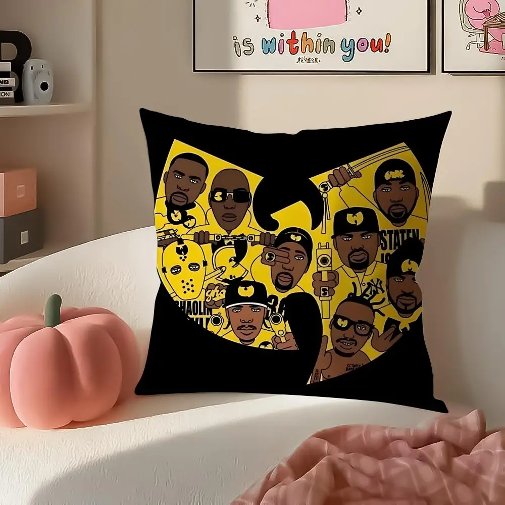 Wu‑Tang Clan Hip‑Hop Printed Pillow Cover, Vintage Rap Music Polyester Square Cushion Case for Sofa Bedroom Decoration