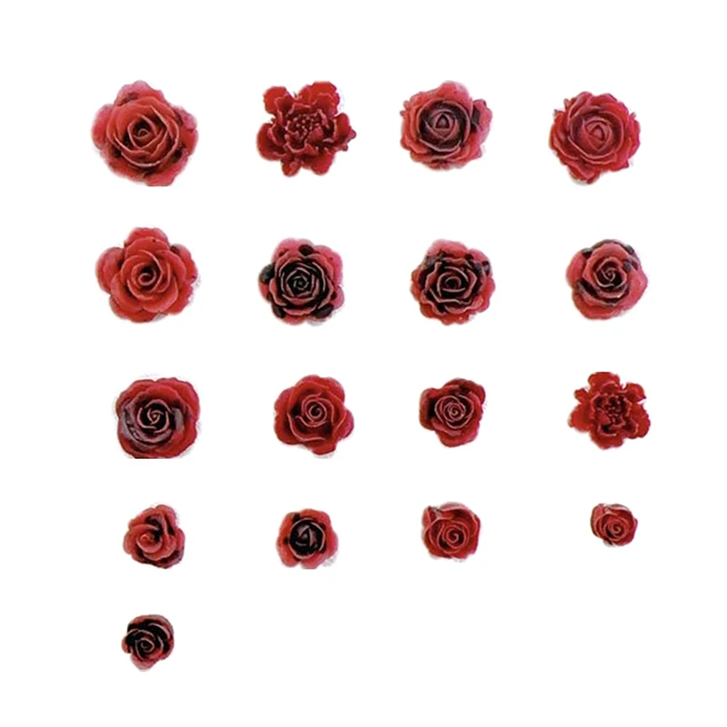 Random Mixed Wine Red Rose Nail Art Charms 3D Retro Resin Luminous Flowers Nail Decorations Accessories For Nails DIY Salon