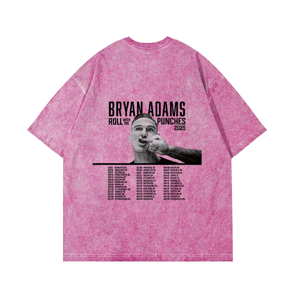 

Хлопковая футболка Bryan Adams Roll With The Punches 2025 с круглым вырезом и короткими рукавами, повседневные футболки с рисунком для мужчин и женщин, уличная одежда