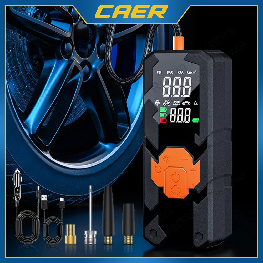 Air Compressor Pump Tire Inflator 25 Cylinder Wireless Tire Pump with Tire Pressure Display for Car Bicycle Motorcycle Tire Ball