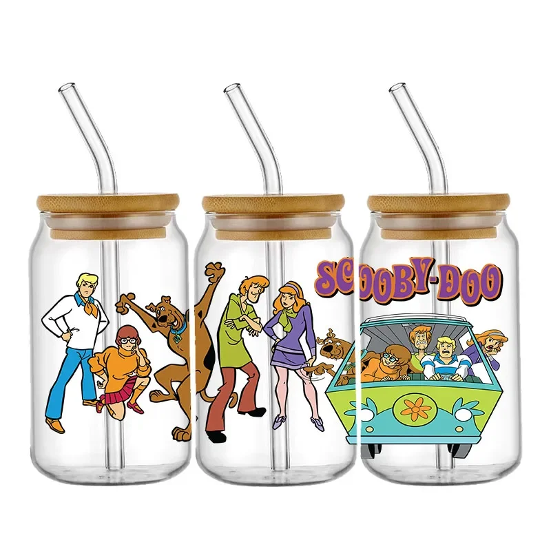 Personalize 16oz UV DTF Sticker Cartoon Scoobydoo Cups Wrap Transfer Sticker 16OZ Glass bottle Custom Label DIY Logo Waterproof