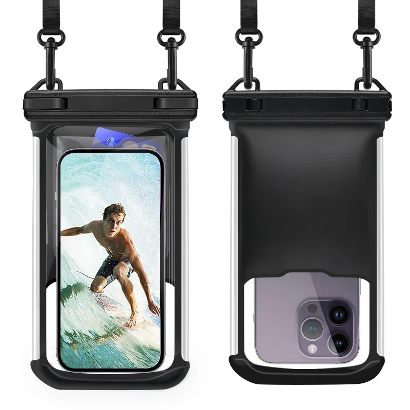HAISSKY-Bolsa de teléfono impermeable con flotador de burbujas para IPhone 16, 15, 14, 13, 12 Pro Max, 15 Plus, Samsung S24, Ultra, bolsa de natación cruzada