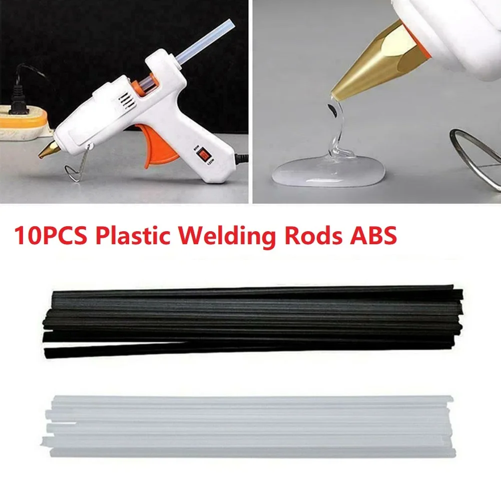 10-Pack ABS Plastic Welding Rods 25cm Black White For Car Bumper Motorcycle Shell Repair Tools