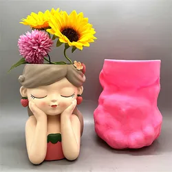 2025 Colorful Fruit Girl Flower Pot Silicone Mold Flip Gypsum Resin Concrete Crystal Dropping Tool DIY Handmade Ornament