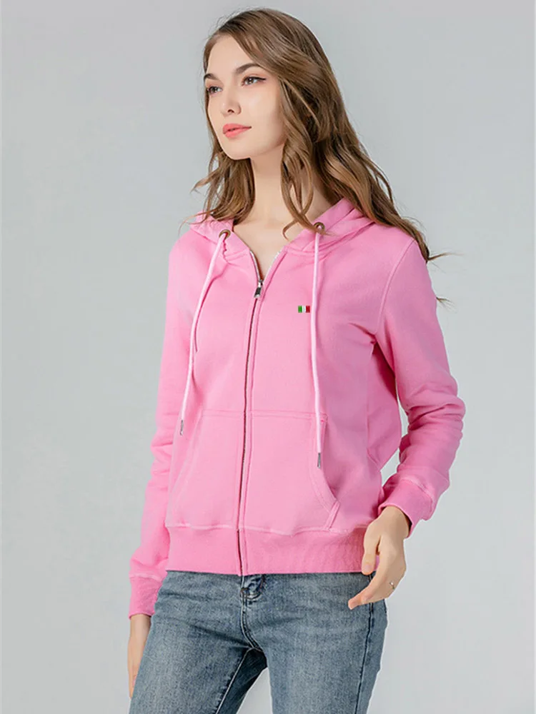 Women Zipper Hoodie Sweatshirts Winter 100% Cotton Coral Fleece Hooded Jacket Ladies Chest Big size Coat Hoody Large Size Top