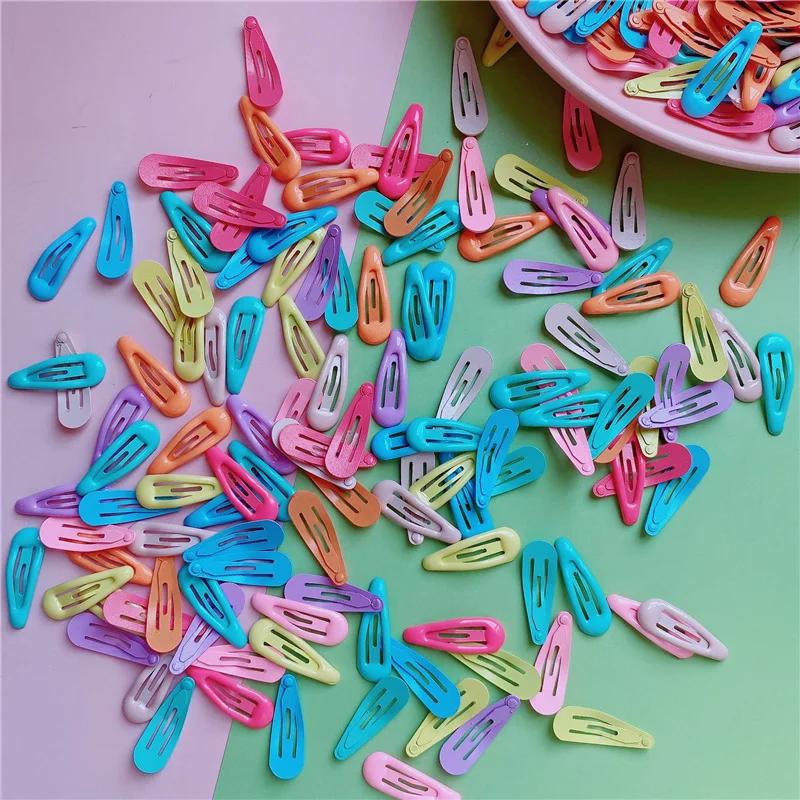 30Pcs/Lot Children Hairpin Alloy Hair Accessories Solid Candy Color Hair Clips DIY 3cm Cute Small Head Barrettes Girls Headdress