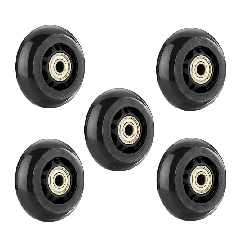 5 Pcs/Lot 2/2.5/3 Inch Silent Black Crystal Transparent Wheels with Dual Bearings PU Polyurethane Furniture Single Wheel Casters
