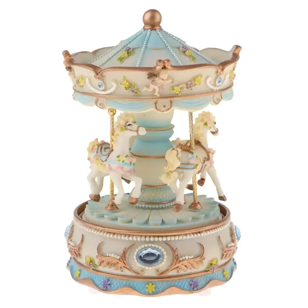 Birthday Horse Carousel Home Anniversary Crafts Resin Gift Music Rotating Decorative Collectibles Box Handcrafted Toys