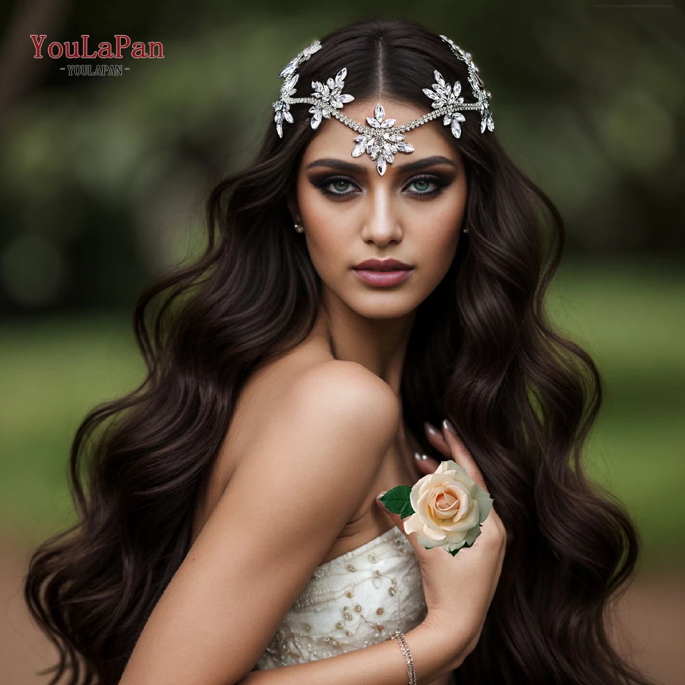 YouLaPan Bridal Forehead Accessories Wedding Bride Headpiece Rhinestone Shining Women Hair Comb Fashion Luxury Headwear HP618