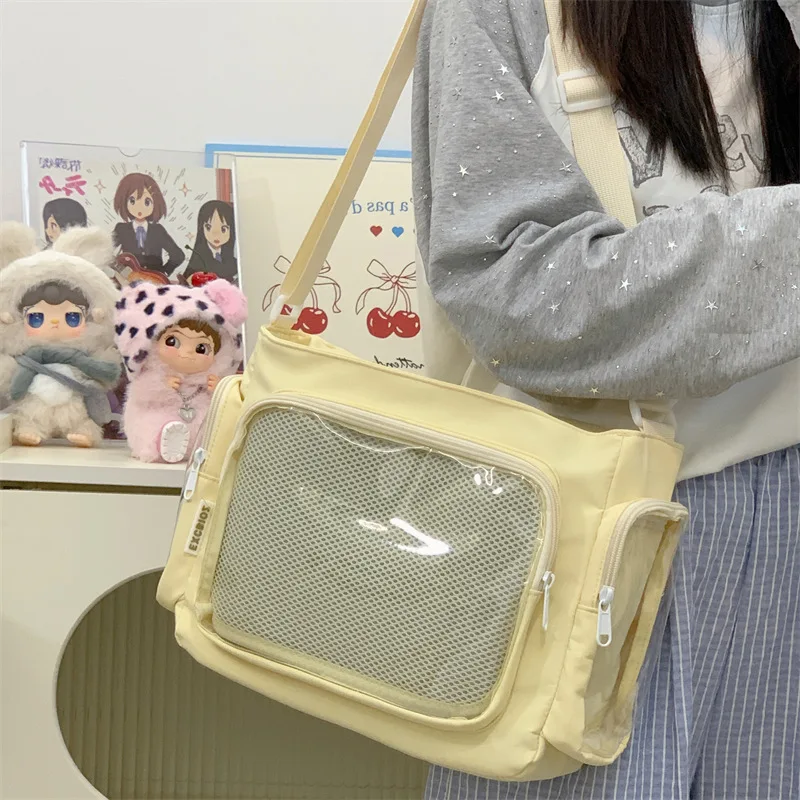 Trendy Transparent Crossbody Bag for Girls Large Capacity Shoulder Bags Fashionable School Style Texture and Versatile Ita Bag image 2