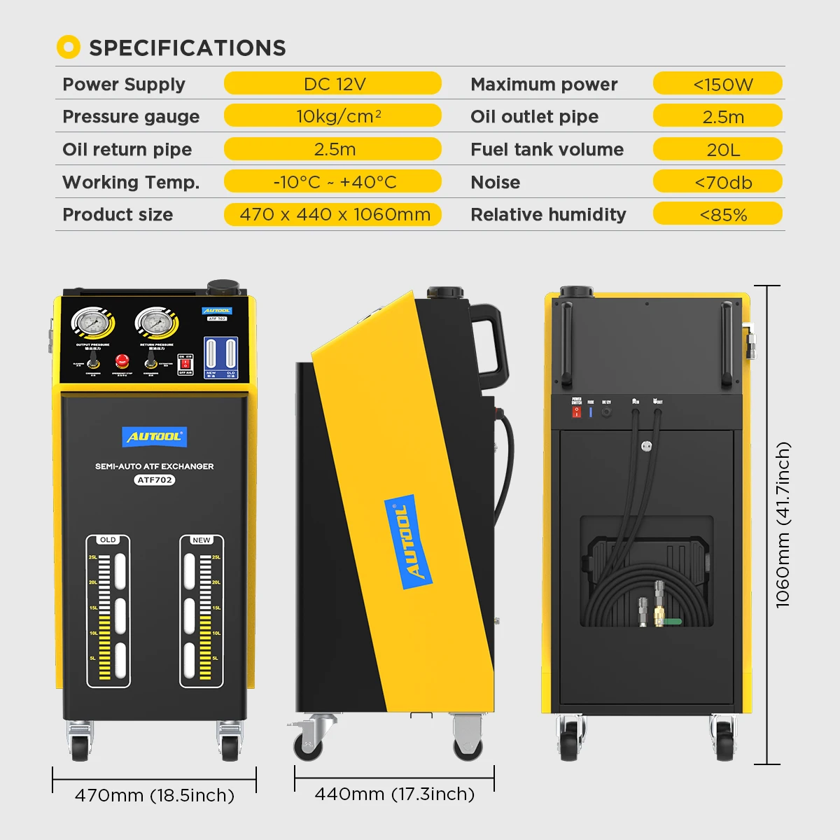 AUTOOL ATF702 ATF Exchanger Transmission Oil Change Machine Fuel Diesel Auto Transmission Fluid Exchange & Cycle Cleaning Tool