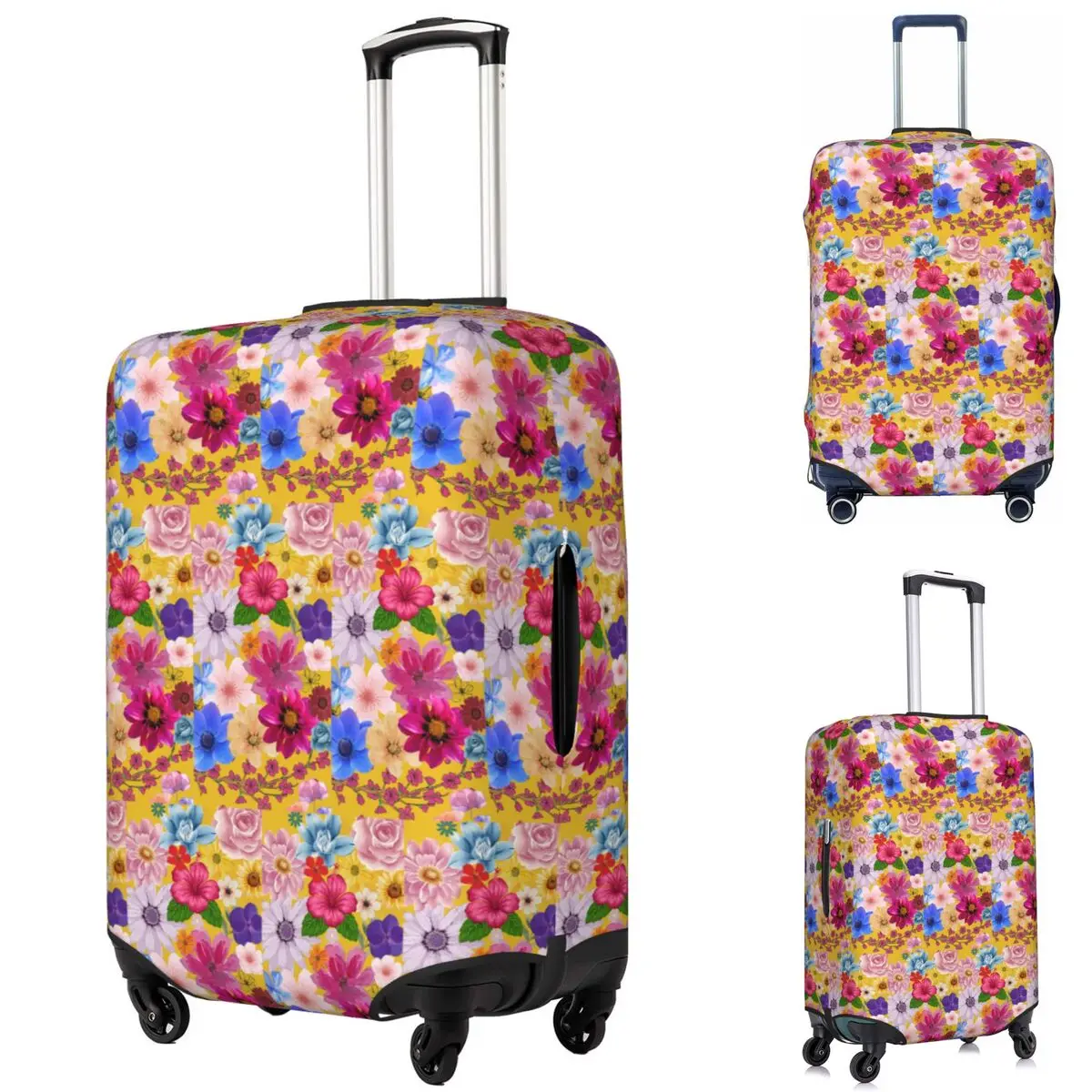 

Dense Floral Color Flowers Suitcase Cover Protection Elastic Trip Luggage Protector Covers for 18-32 Inch