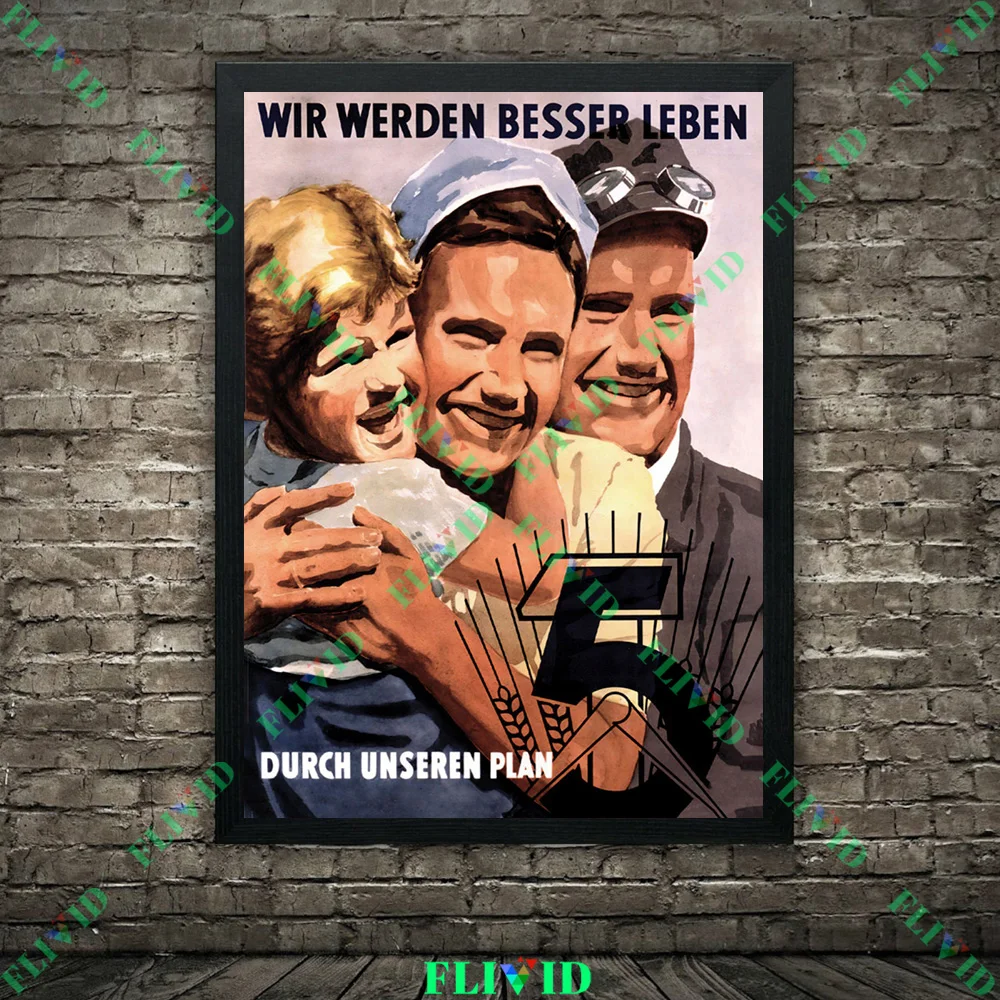 GDR الدعاية ملصق الرسم على لوحات القماش الجدارية خمر جدار طباعة الشيوعية السلامة هدية عيد ميلاد ملصق فني ديكور المنزل