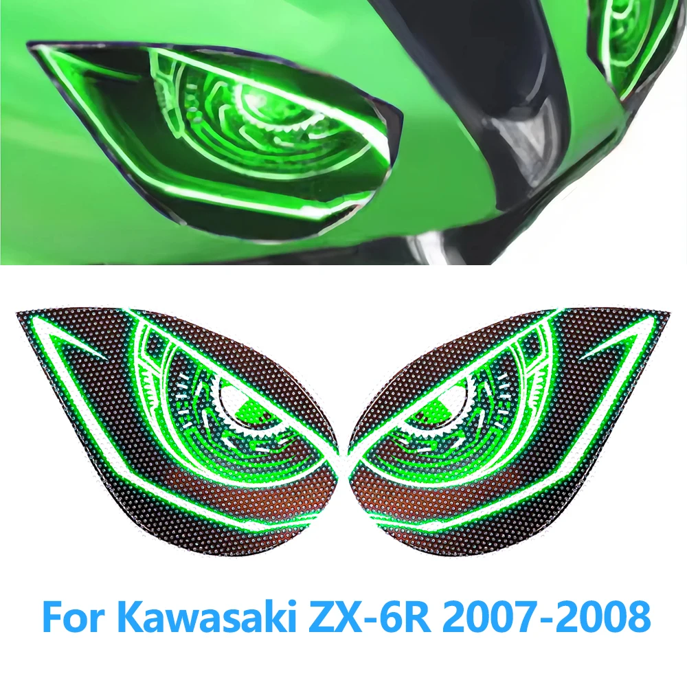 

Motorcycle Headlight Guard Stickers Accessories For Kawasaki ZX6R ZX-6R ZX6R 2007-2008 Head Light Decals