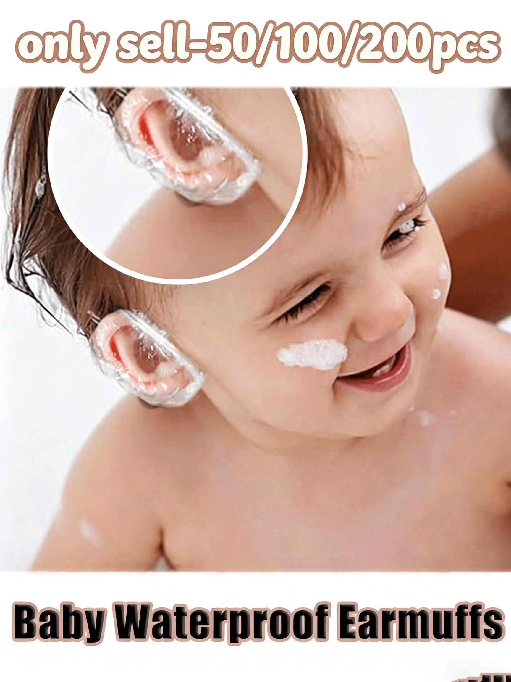 50/100/200pcs Waterproof Baby Ear Covers for Shower Bath Swim - Disposable Transparent Ear Plugs Suitable for Hair Dyeing And