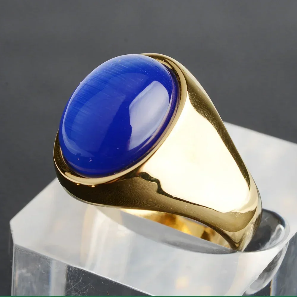 

Unisex Trendy High Quality 316L Wedding Stainless Steel Ring Multi Colors Gemstone Golden Rings for Women Men 18k Gold Color