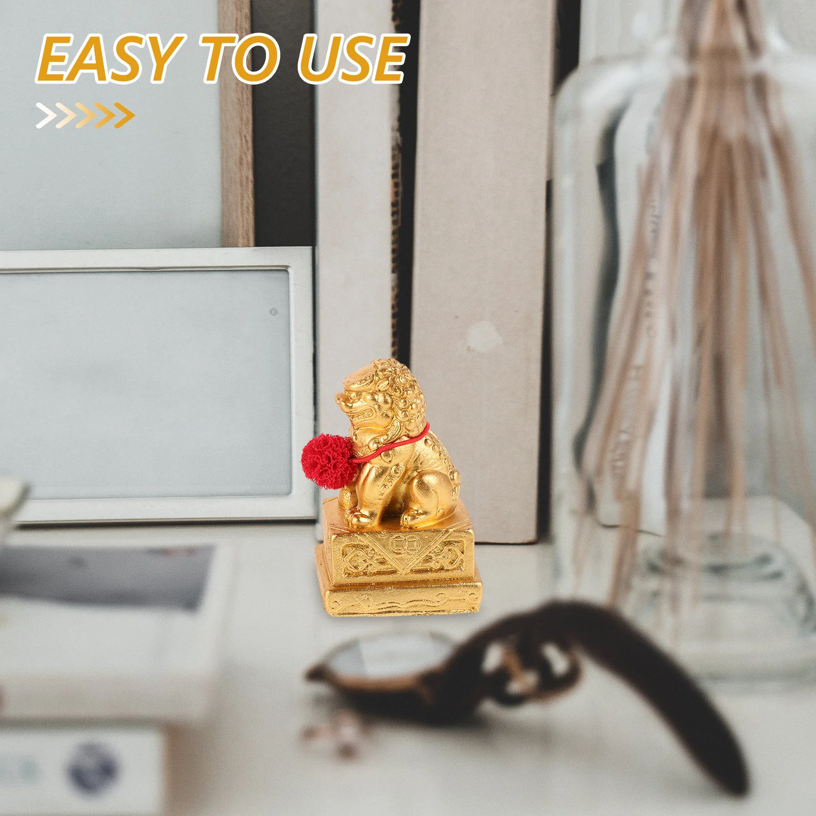 

2Pcs Chinese Divine Statue Desktop Decor Small Lion Sculpture Meticulous Processing Safety Home Adornment