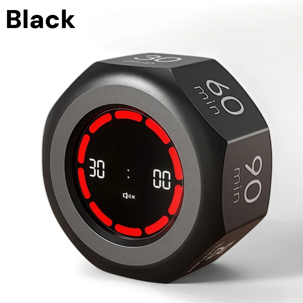 Schwerkraftsensor-Timerwürfel zum Lernen, visueller Flip-Timer mit LED-Bildschirm, Fokus-Zeitmanagement-Tool für Arbeit, Fitness, Yoga, Kochen