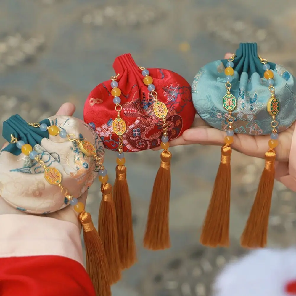 Empty Chinese Style Cloth Sachet Embroidery Brocade Tassel Storage Sachet Portable Jewelry Bag Hanging Pouchperfume Bag