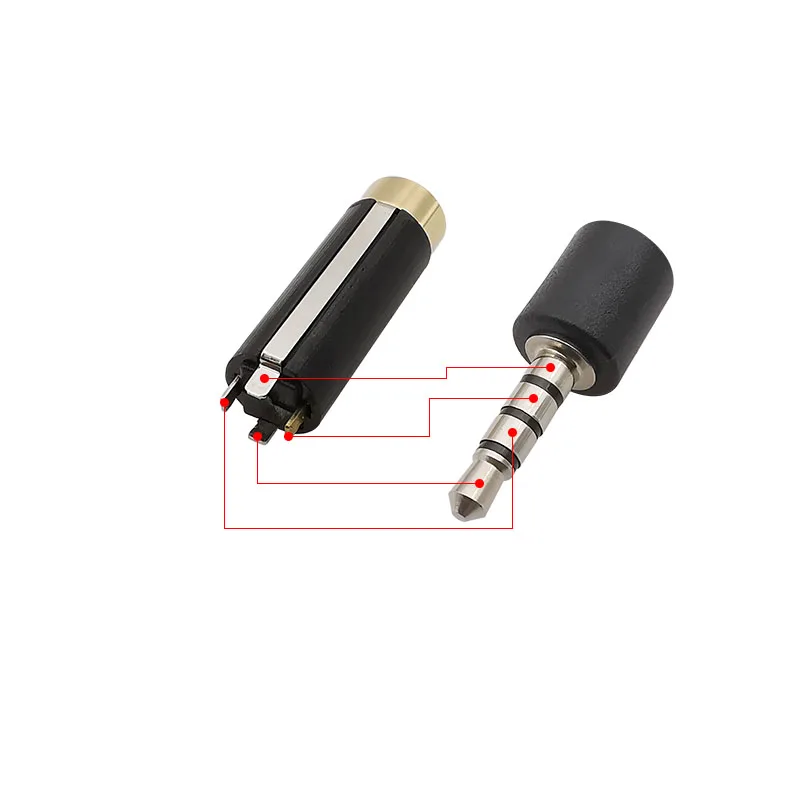 5Pcs/lot 3.5mm 4 Pin Female Jack Stereo Audio Headphone Soldering Connector 3.5mm 4 Pole Socket Plug Earphone DIY Connectors