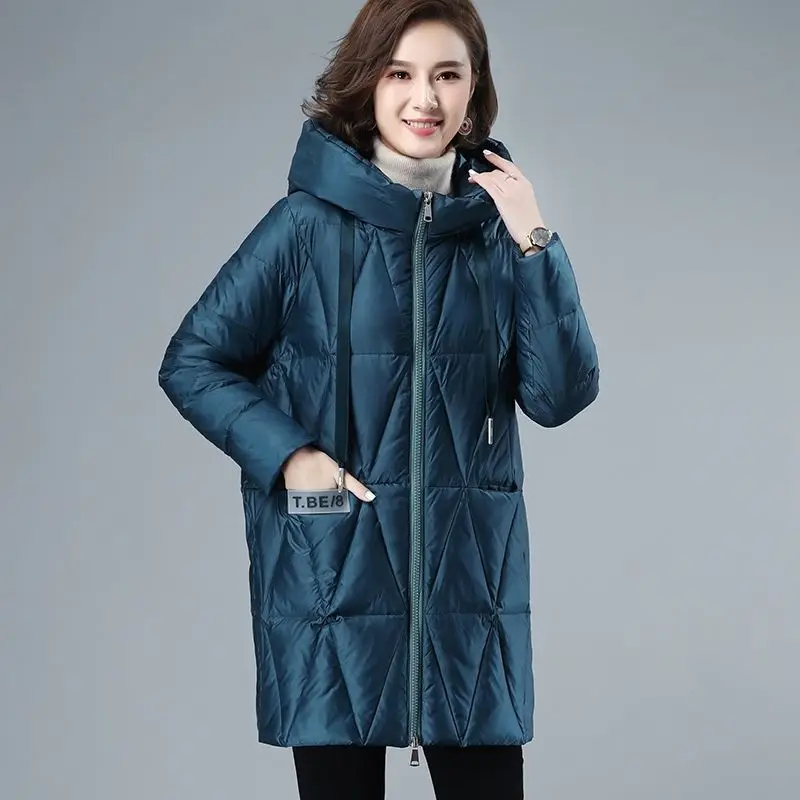 Chaqueta acolchada de algodón para mujer, abrigo largo con capucha, holgado, estilo coreano, para invierno, novedad de 2023