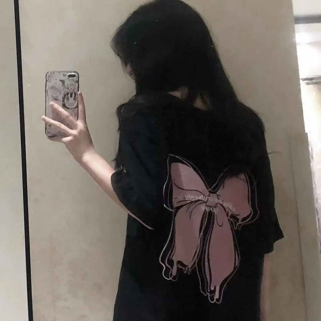 

2022 Women's Summer T Shirt Korean Fashion Black Graphic Shirt Tops Loose Vintage Female Tee Streetwear Y2K Japanese Clothes