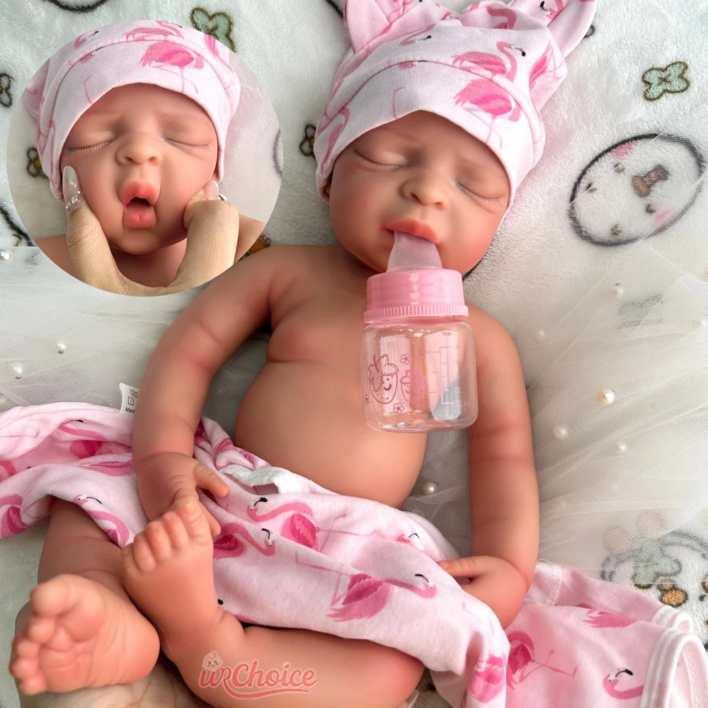 

Ультра 17-дюймовая реалистичная утяжеленная силиконовая кукла Reborn для маленьких девочек, реалистичная мягкая 3D-кожа с открытым ртом, подарок для взрослых, копирование с потерями