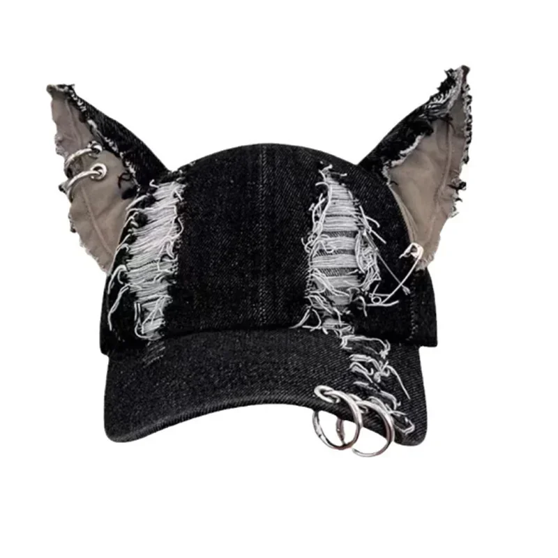 Cool Designer Y2k Baseball Cap Retro Devil Ears Denim Cap for Women Men Cowboy Hip Hop Men's Hats Adult Duckbill Cap