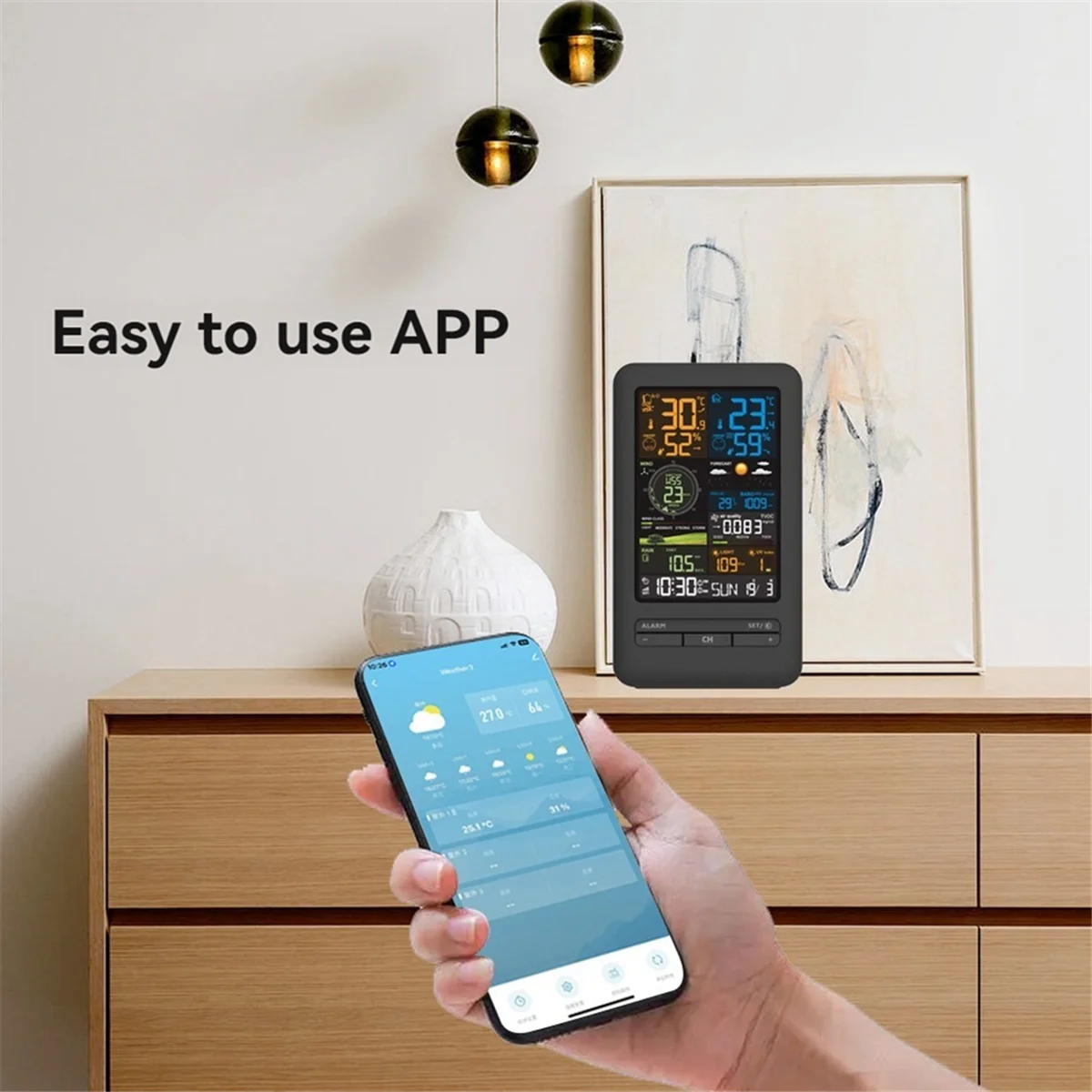 

A95U Tuya Weather Station Alarm Wifi Digital Wind Speed Direction Rainfall Light Index Air Quality Temperature Humidity Meter
